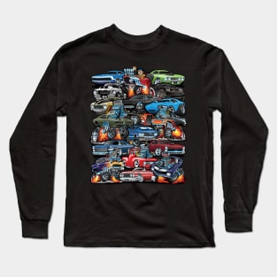 Car Madness! Muscle Cars, Classic Cars and Hot Rods Cartoon Long Sleeve T-Shirt